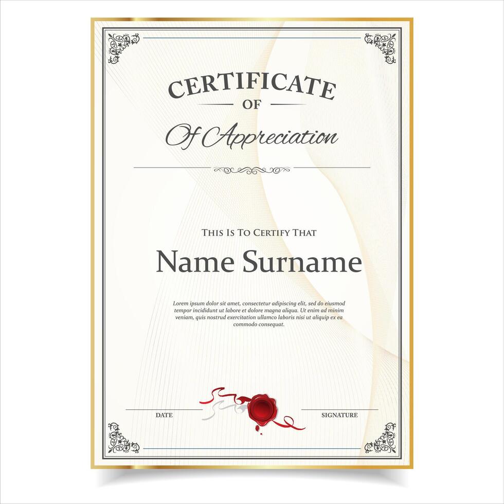 Retro Certificate Design Layout for Print, Elegant Blank Certificate for Diploma, Graduation stock illustration 051.eps vector