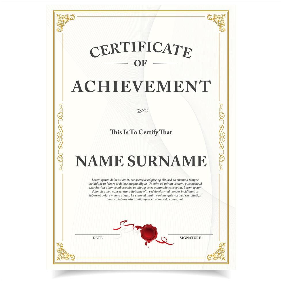 Retro Certificate Template Layout for Print, Elegant Blank Certificate for Diploma, Graduation stock illustration vector