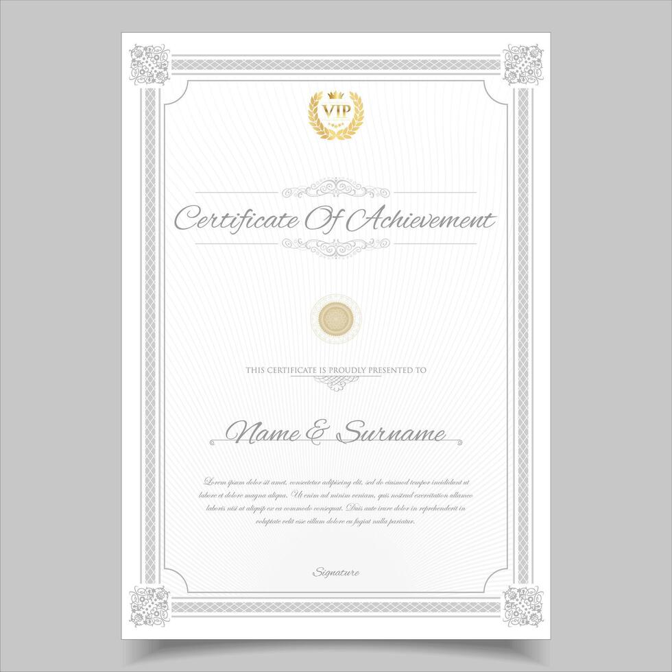 Certificate template vintage border award background, Winner achievement certificate or diploma design vector
