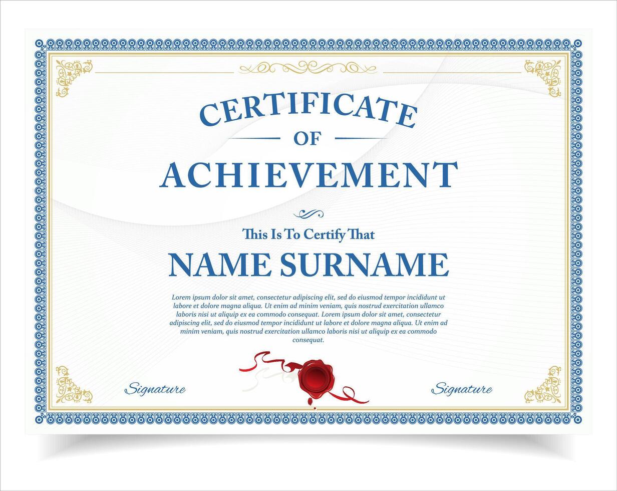 Retro Certificate Template Design Layout for Print, Elegant Blank Certificate for Diploma, Graduation stock illustration vector