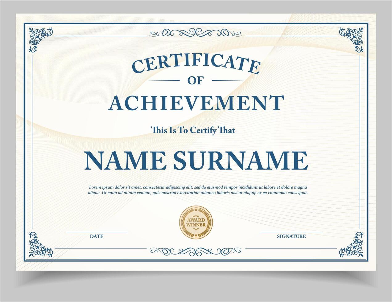 Retro Certificate template diploma vintage border award background vector