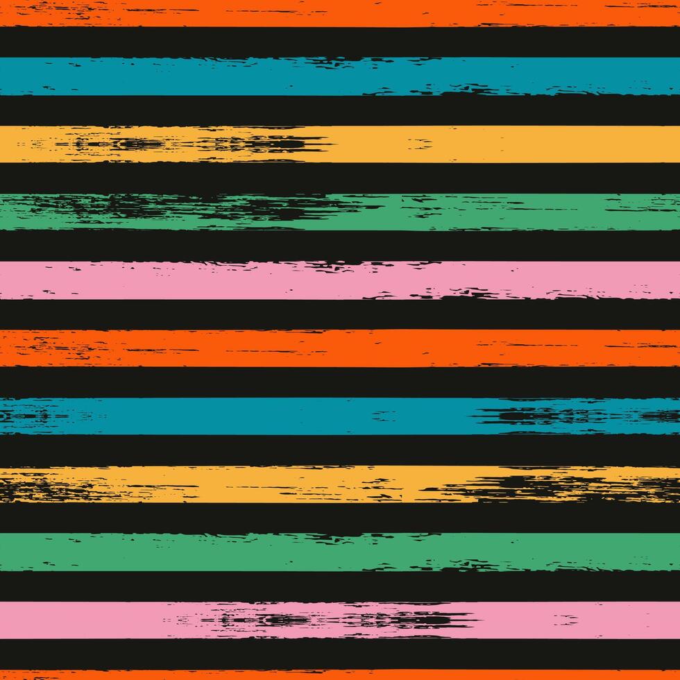 Decorative seamless pattern with colorful hand drawn shapes on black. Modern pen marker scribble doodle lines vector