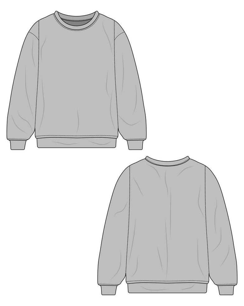Grey sweatshirt template front and back view vector