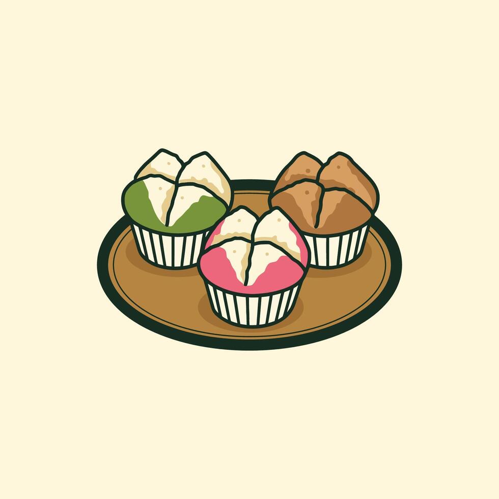 Indonesian Snack Illustration Bolu Kukus vector