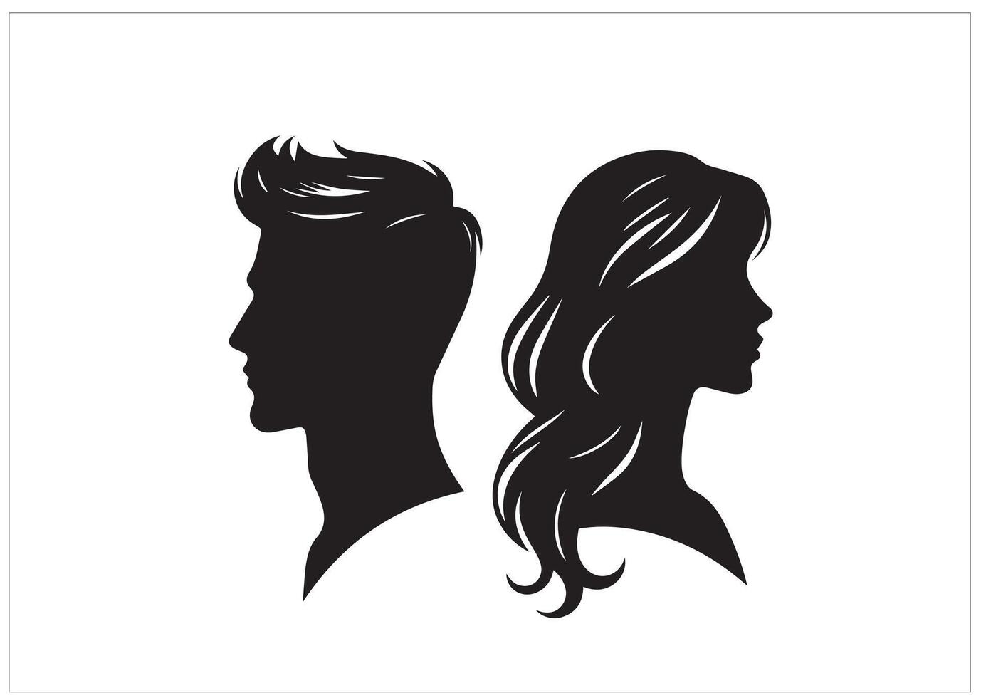 Silhouette Of man and woman head vector