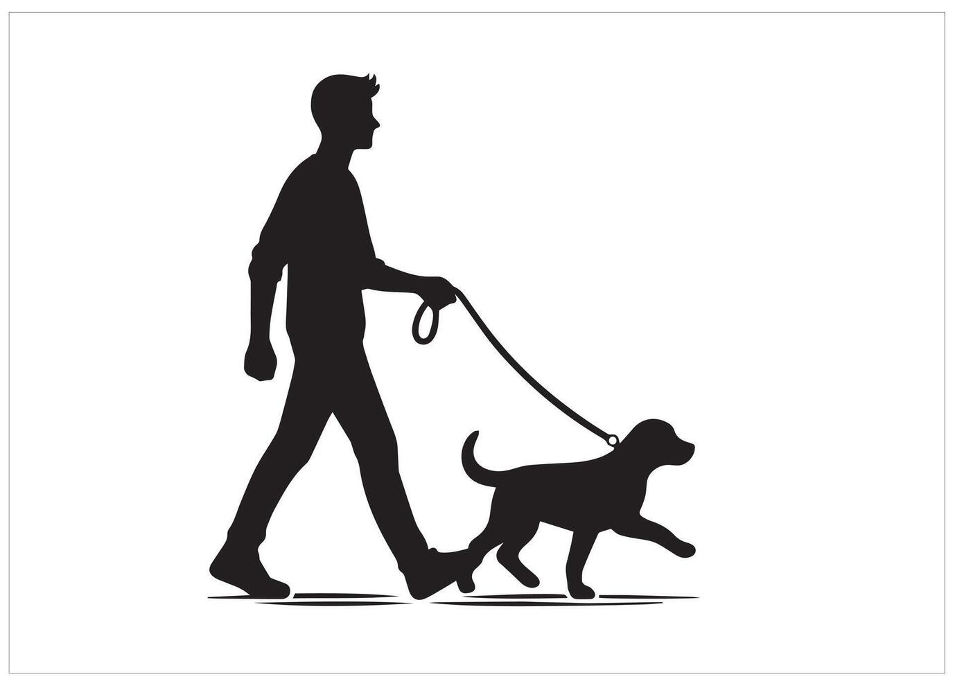 Man walking with dog silhouette symbol. Man Walking With Dog Logo icon illustration. vector
