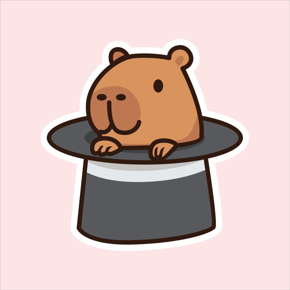 Capybara in a Magic Hat Surprise Appearance vector