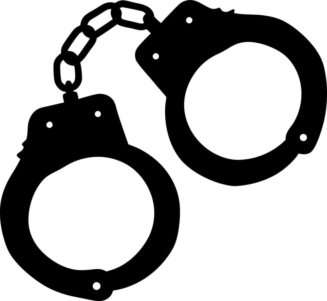 Black Silhouette of Handcuffs Isolated on White Background Crime, Law, Justice vector