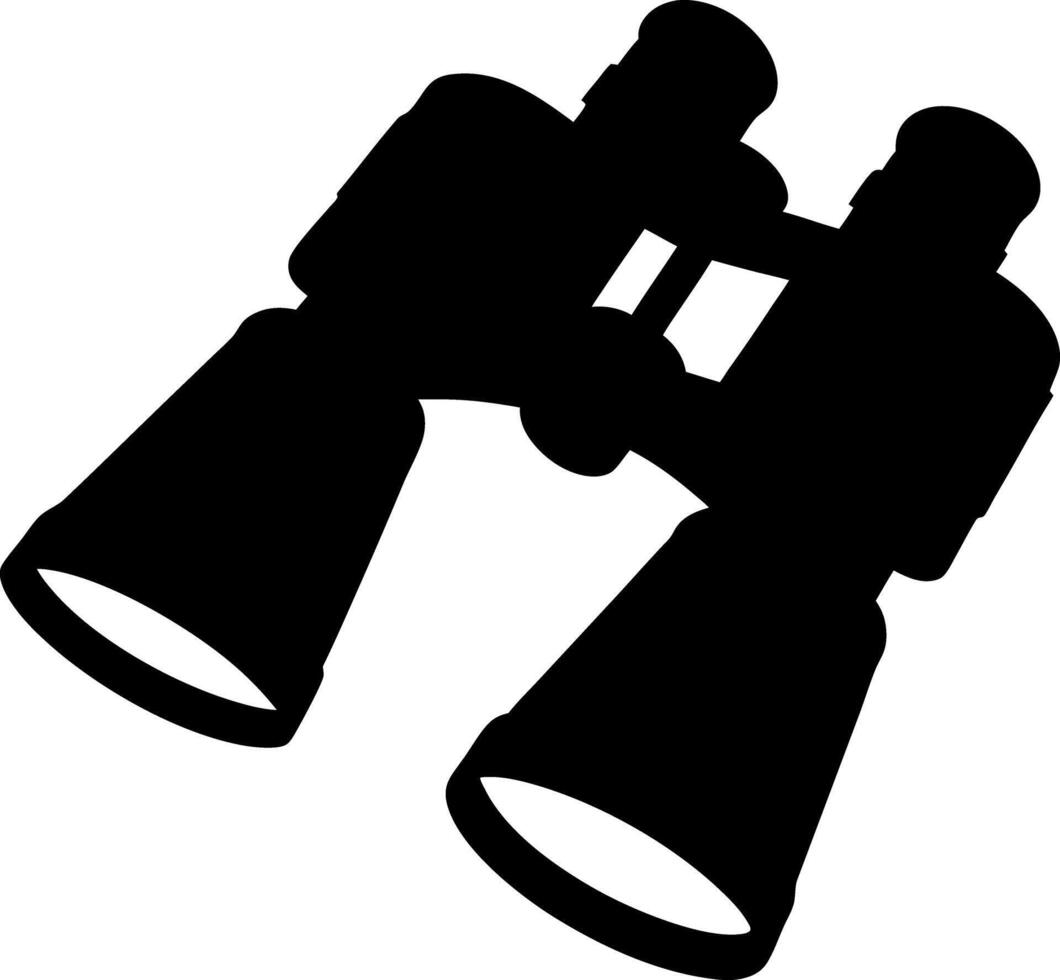 Binoculars Isolated on White Background, Black Silhouette, Travel, Exploration, Discovery vector
