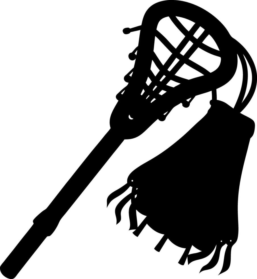 Lacrosse Stick Silhouette, Equipment Isolated on White Background, Sport Symbol, Team Game vector