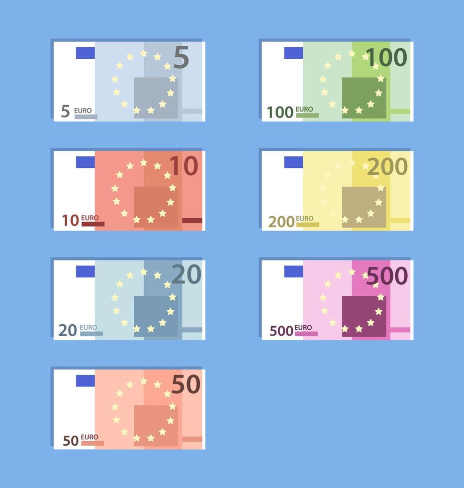 Money euro banknotes, simple flat style illustration vector