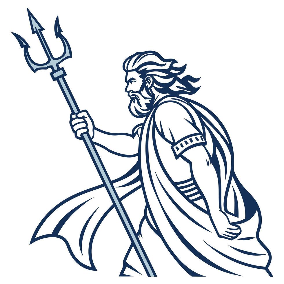 Poseidon Clipart Art on white background vector