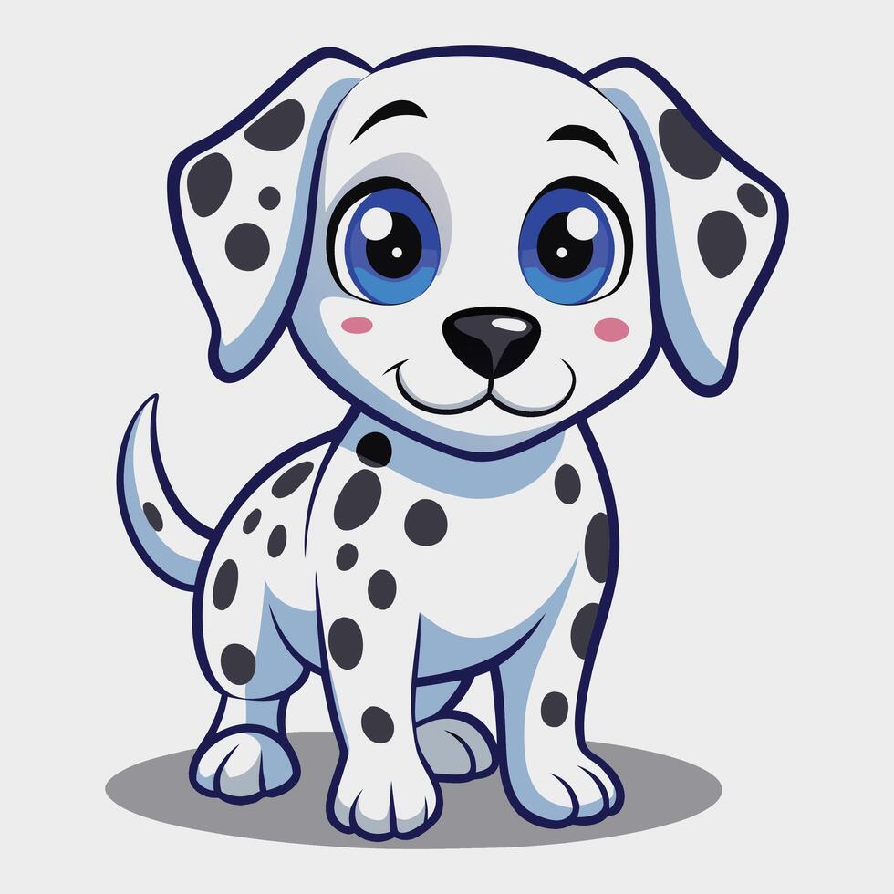 Cute dalmatian puppy white background vector