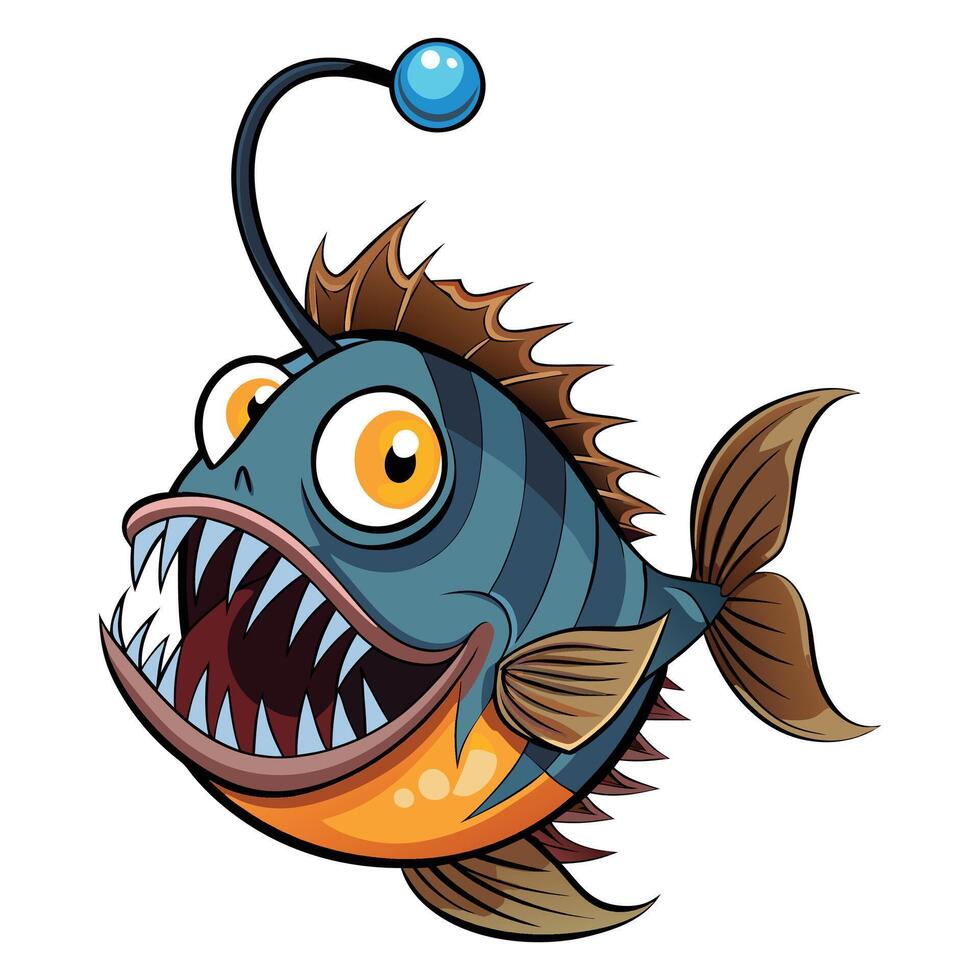 Angler Fish clipart on white background vector