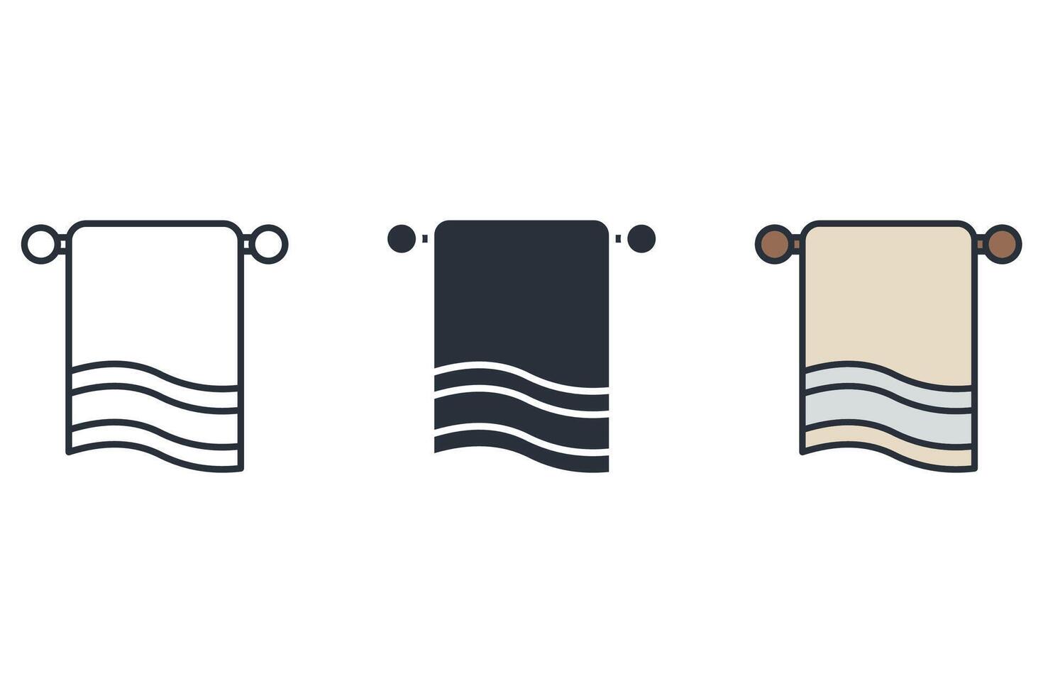 bath towel icons set icons colours style vector