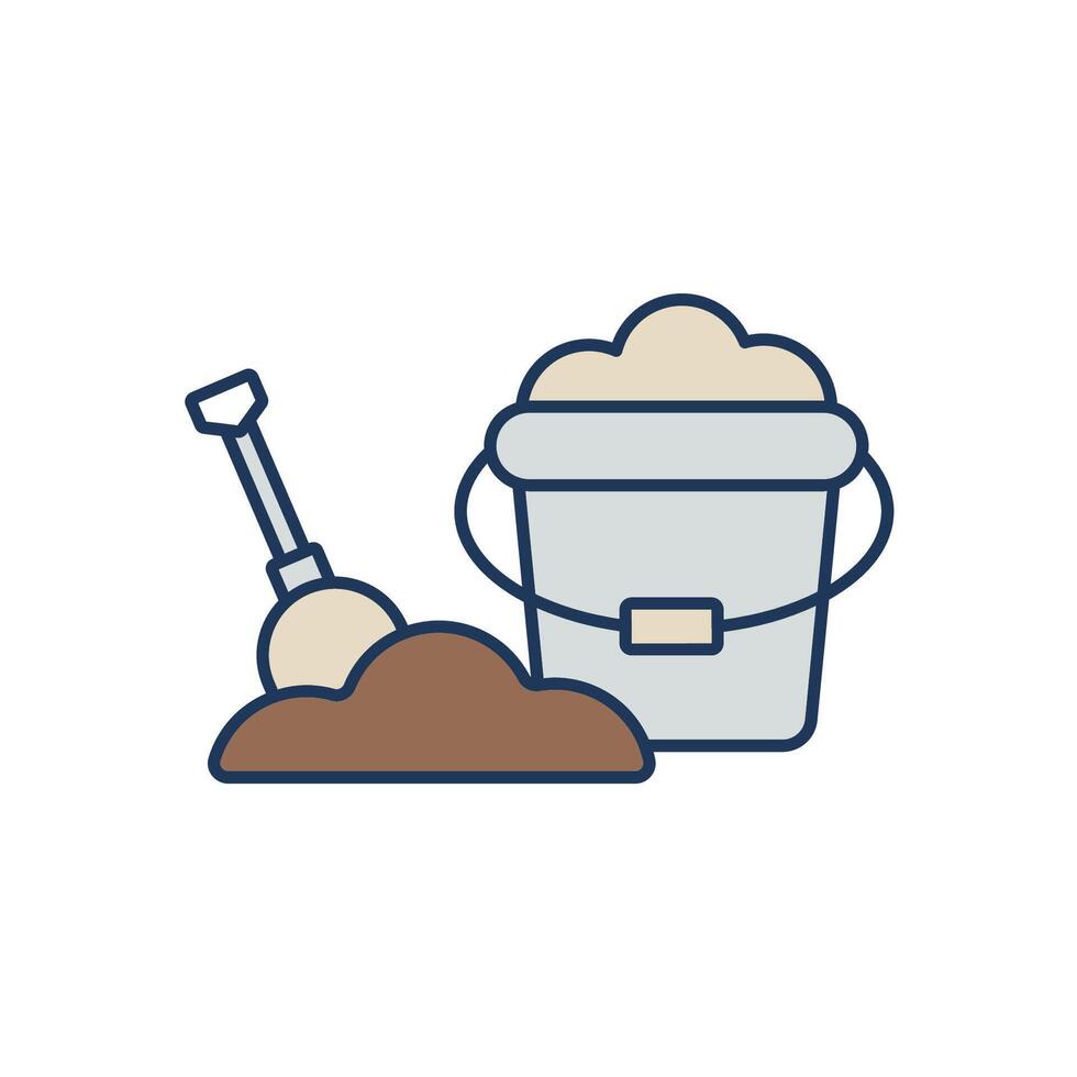 sand bucket icons colours style vector