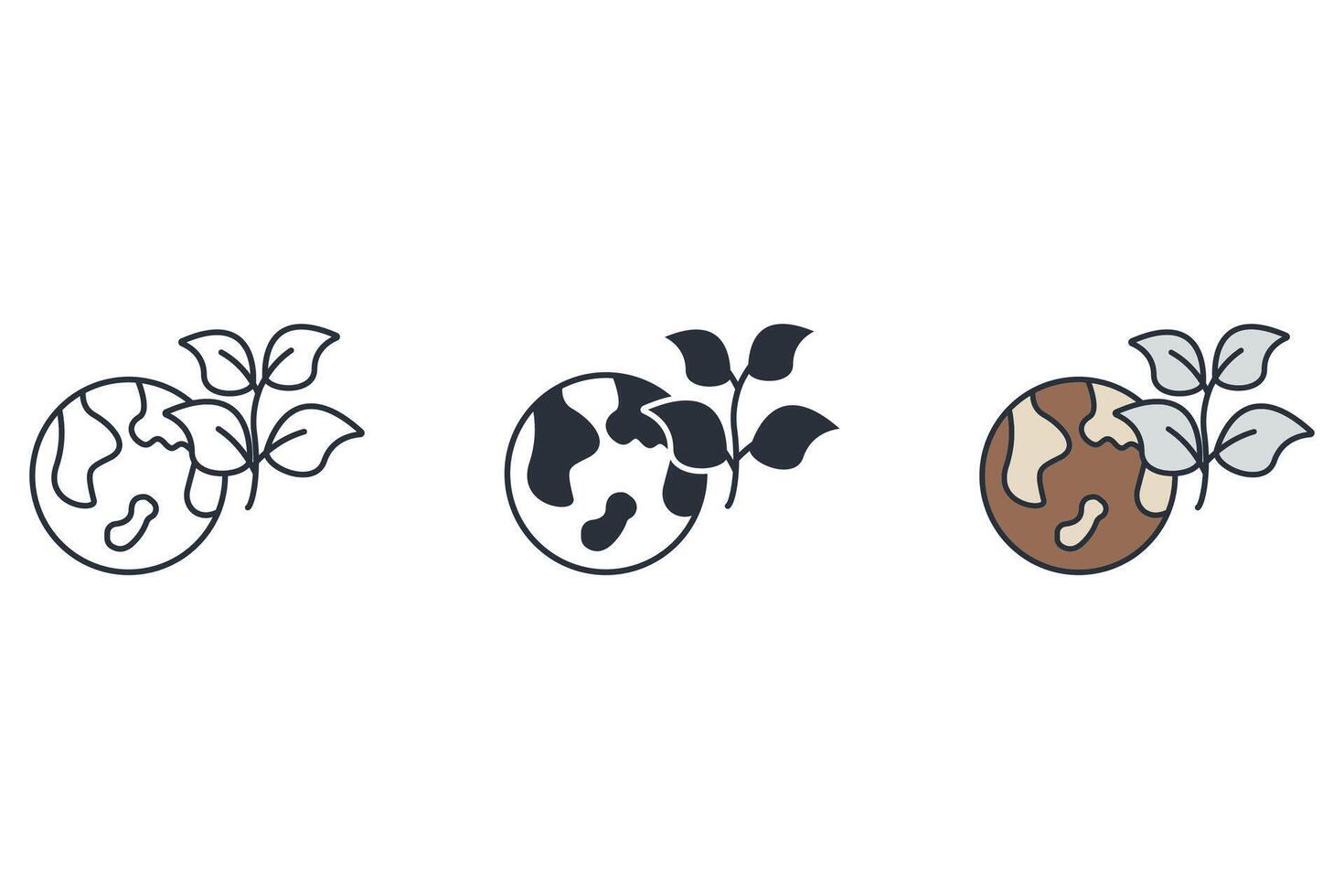 green world icons set icons colours style vector