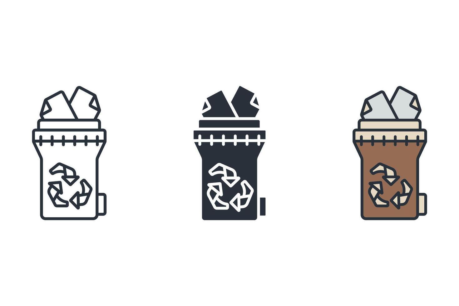 paper bin icons set icons colours style vector