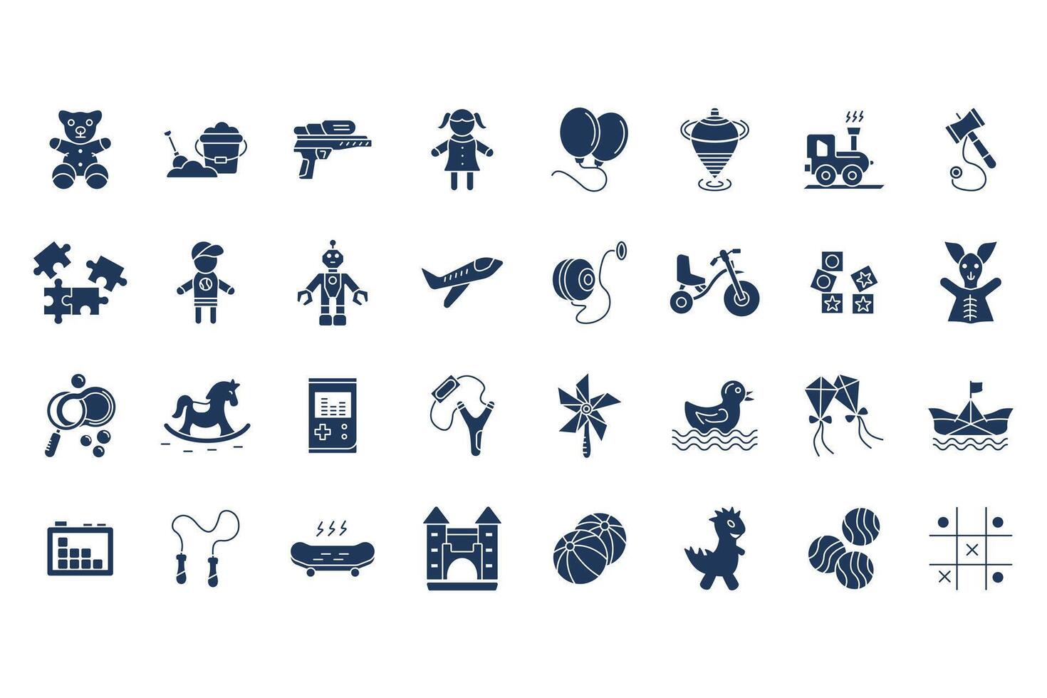 Child Toys icons set isolated flat vector