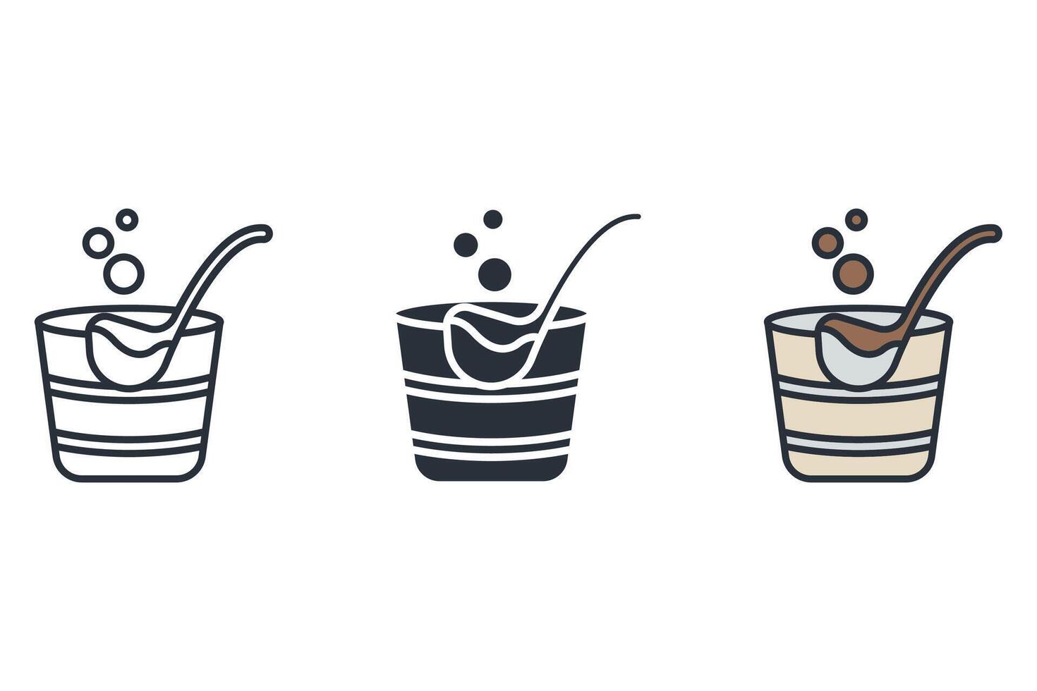 bucket and ladle icons set icons colours style vector