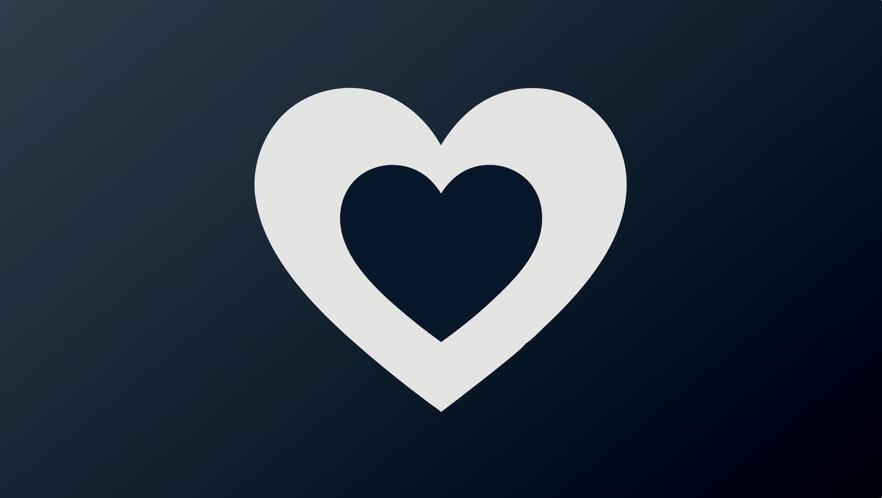The heart icon on a black background vector