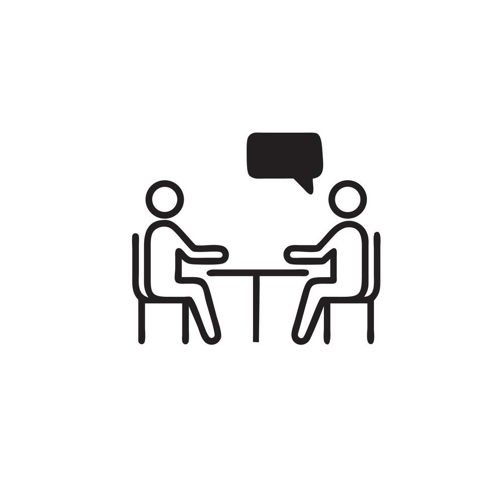 Discussing Solutions Communication Between Two People at Table vector