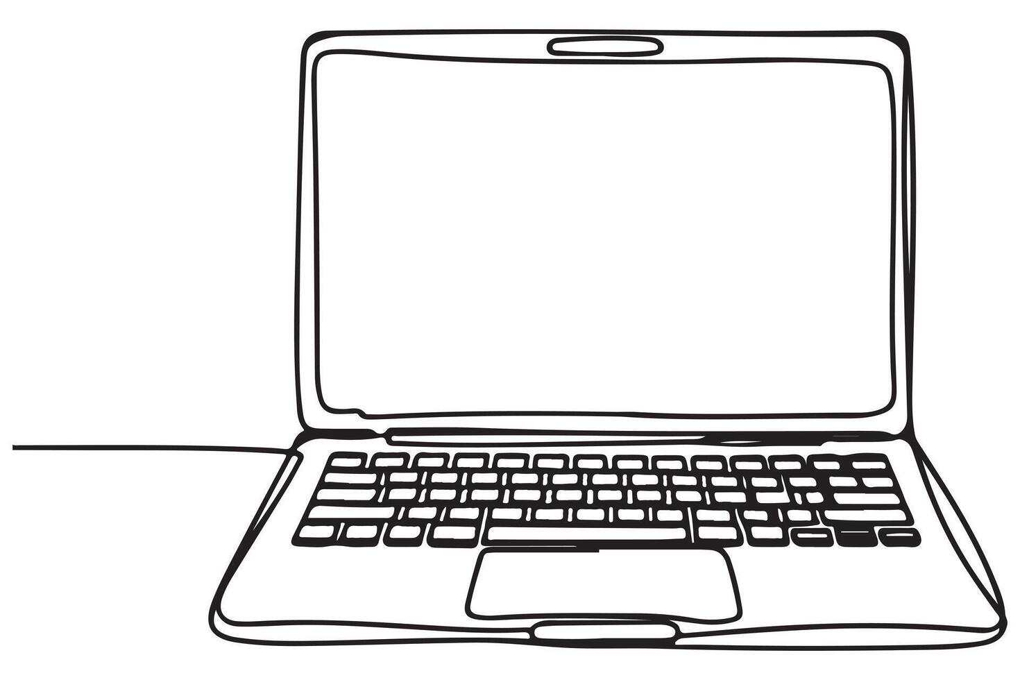 Laptop icon single line minimalist drawing isolated vector
