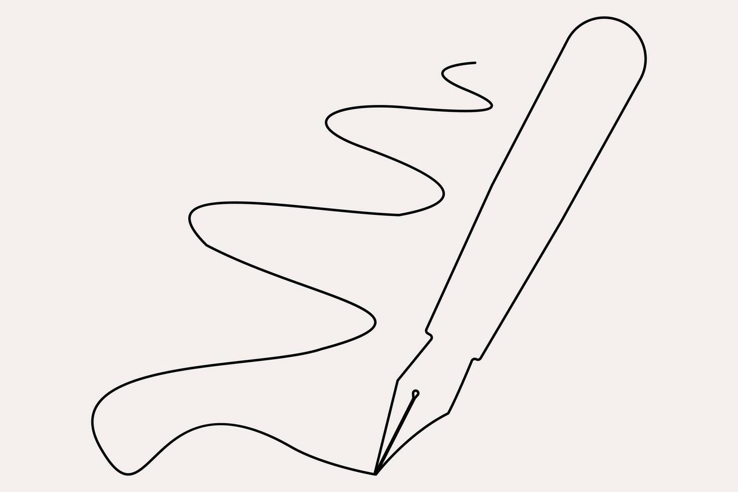 Pen drawing one line minimalist icon outline vector