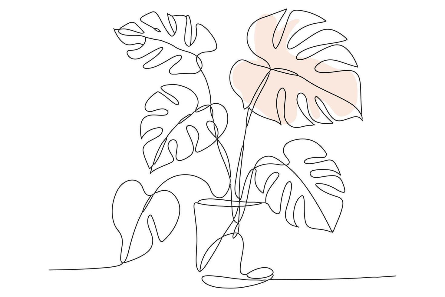 Plant vase icon minimalist continuous line outline drawing vector