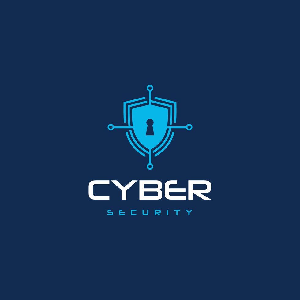 Cyber Security Logo, abstract shield and keyhole combination, usable for technology and security company logos. vector