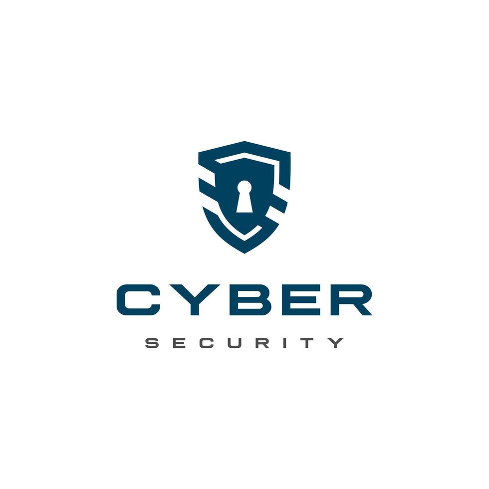 Cyber Security Logo, abstract shield and keyhole combination. Suitable for your design need, logo, illustration, animation, etc. vector
