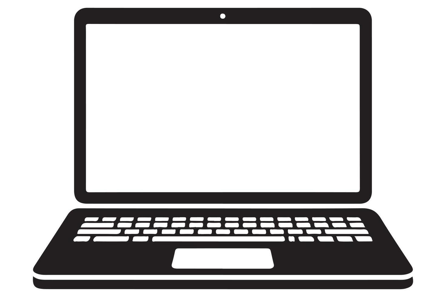 Black laptop icon silhouette flat style isolated vector