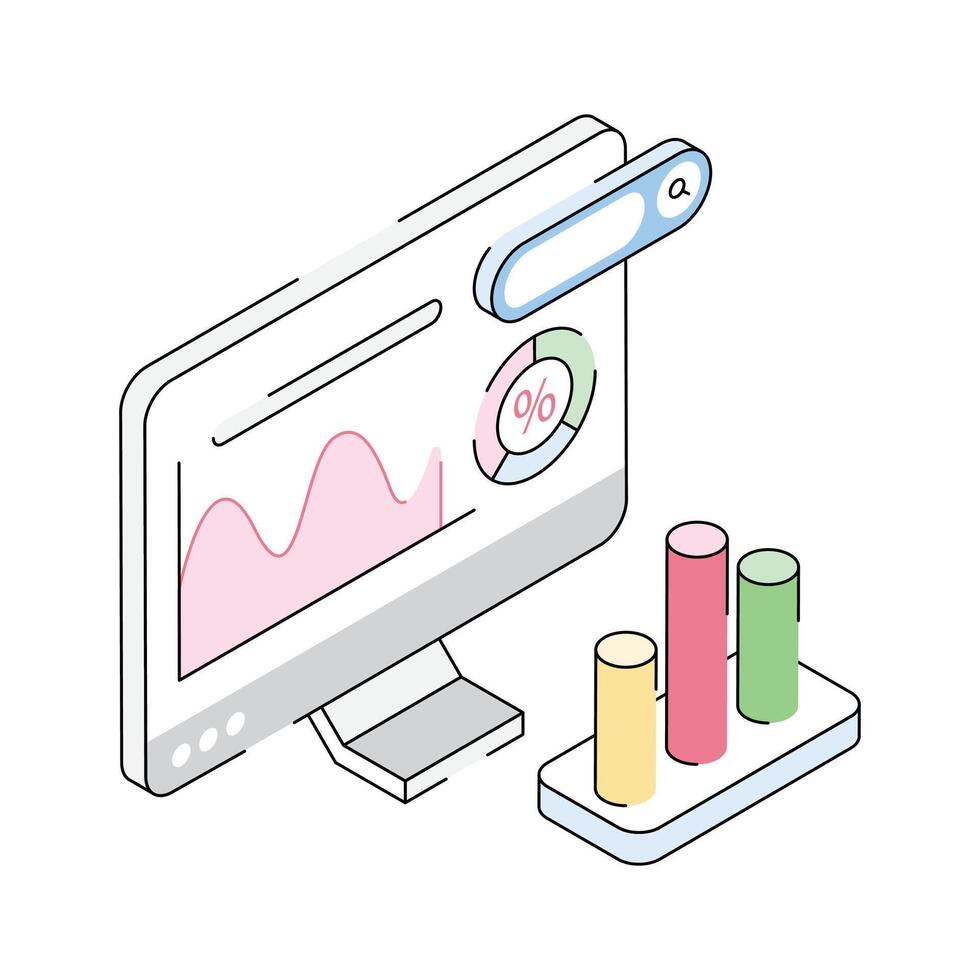 Get a glimpse of this premium isometric icon showing online chart vector
