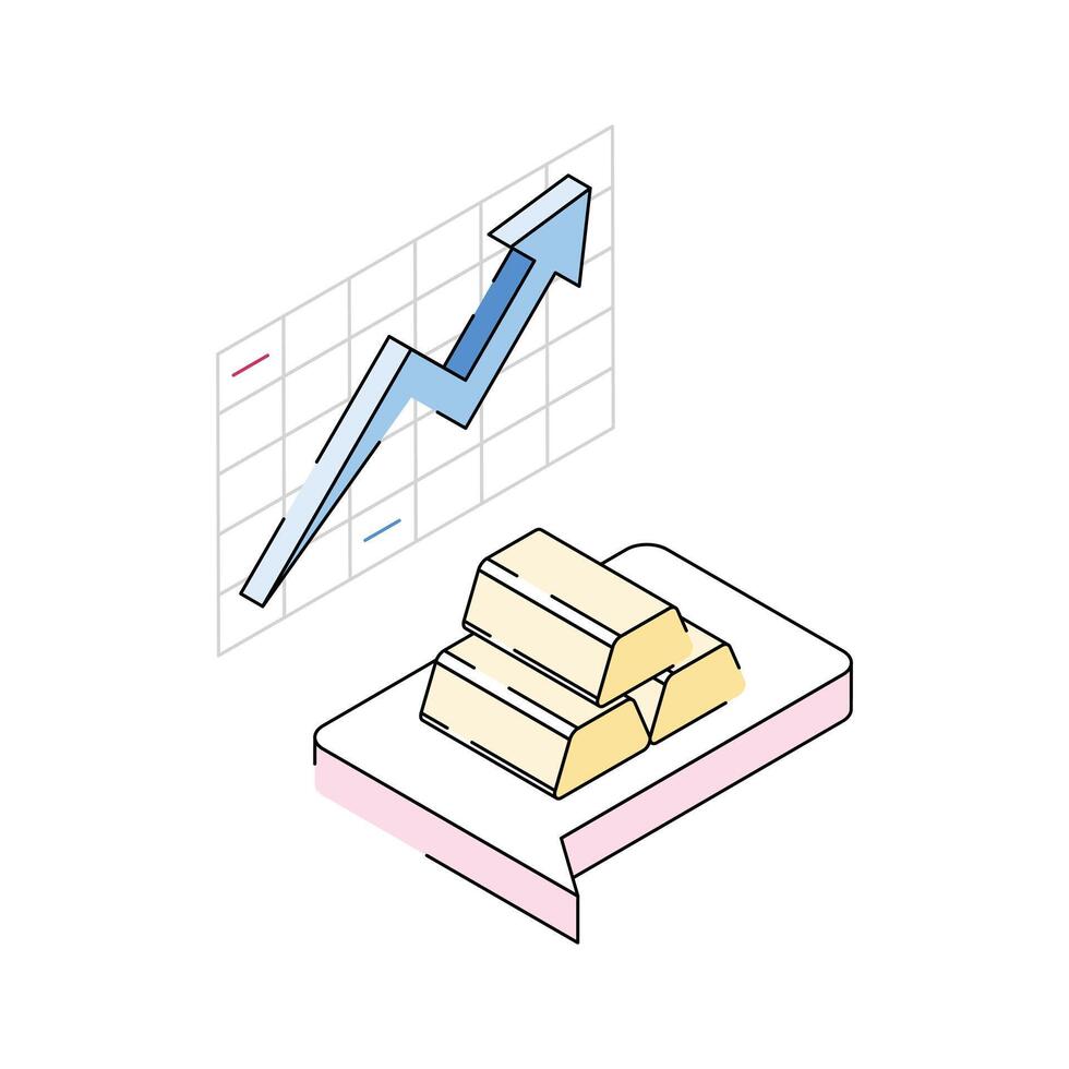Gold growth icon creatively designed in isometric style vector