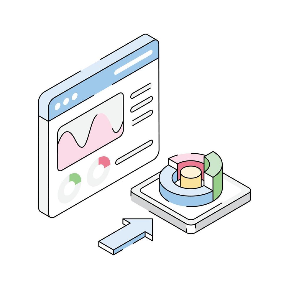 Website analytics icon creatively designed in isometric style vector