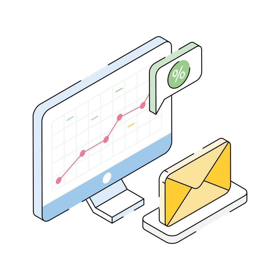 Have a look at this isometric icon denoting email analytics vector
