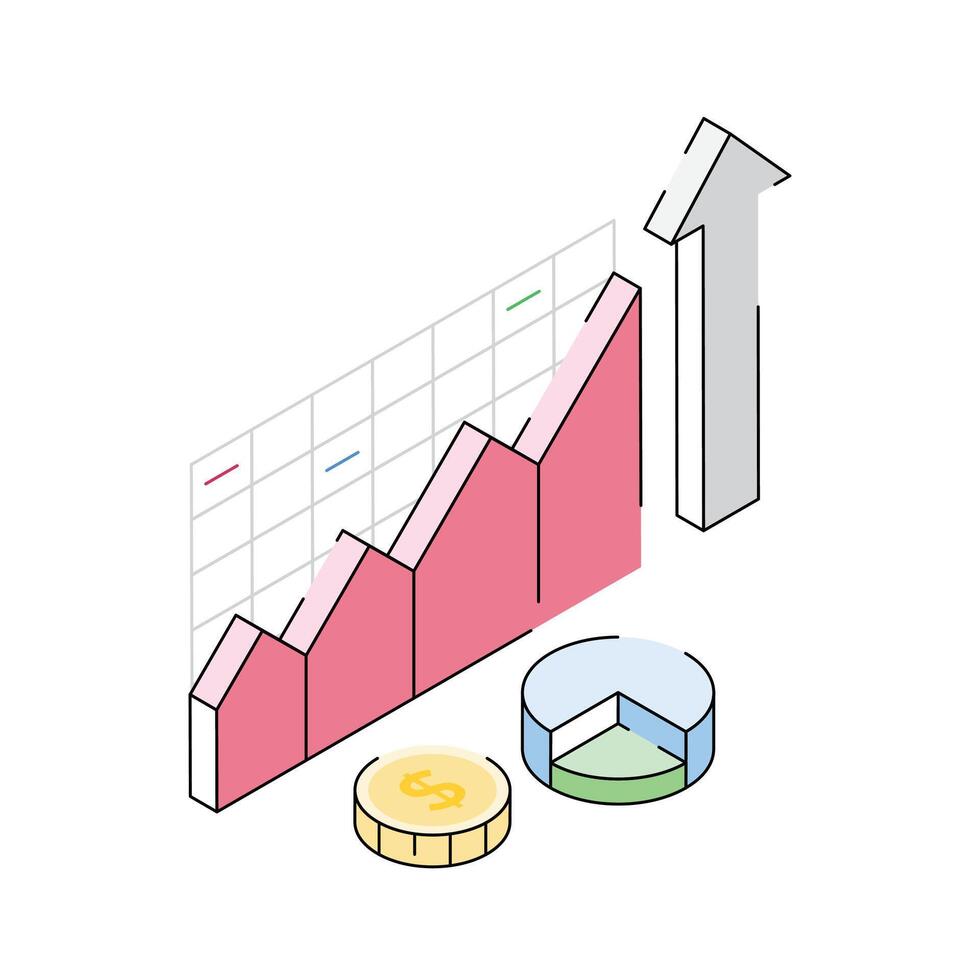 Grab this amazing isometric icon showing revenue vector