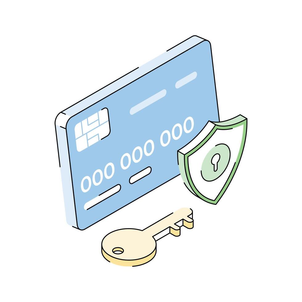 Get a sight of this modern isometric icon of secure card vector