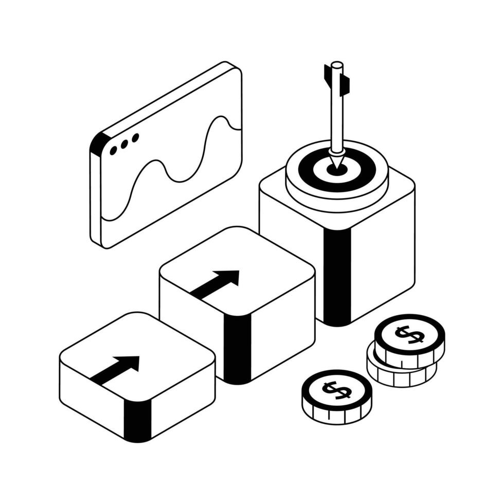Ready to use isometric icon of financial goal. vector