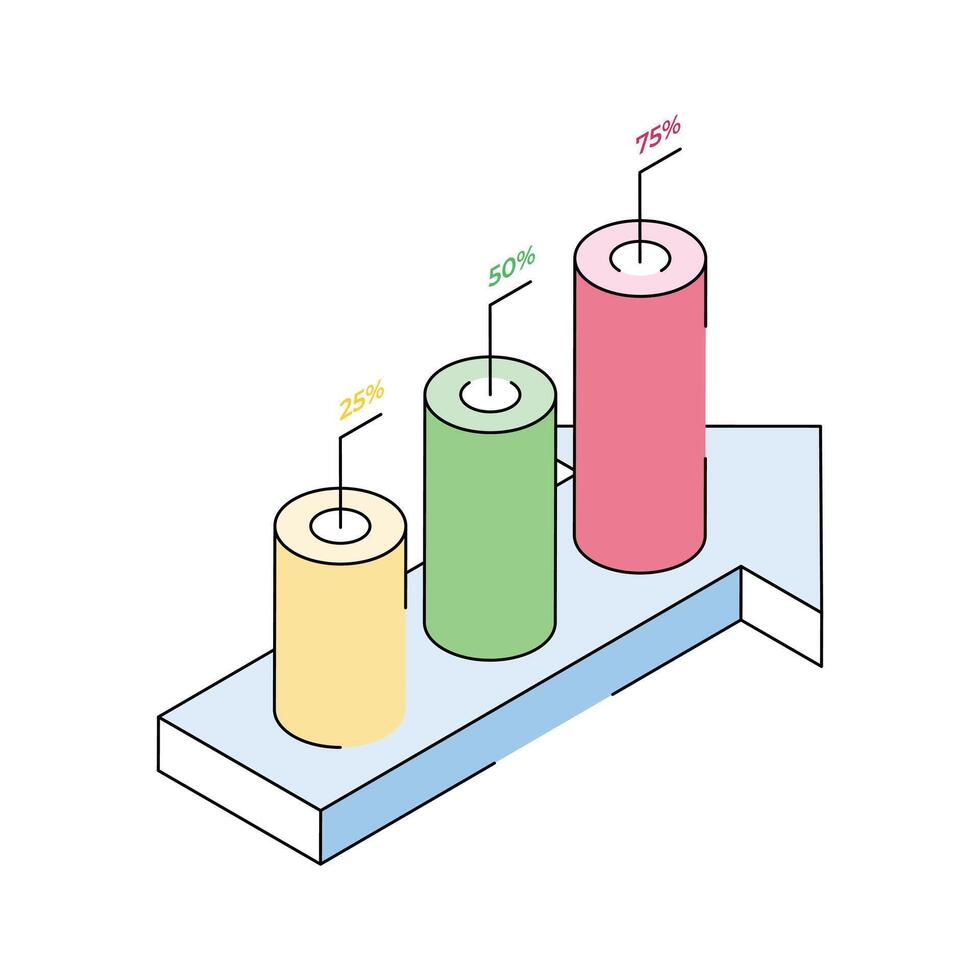 Easy to edit isometric icon showing percentage analysis vector