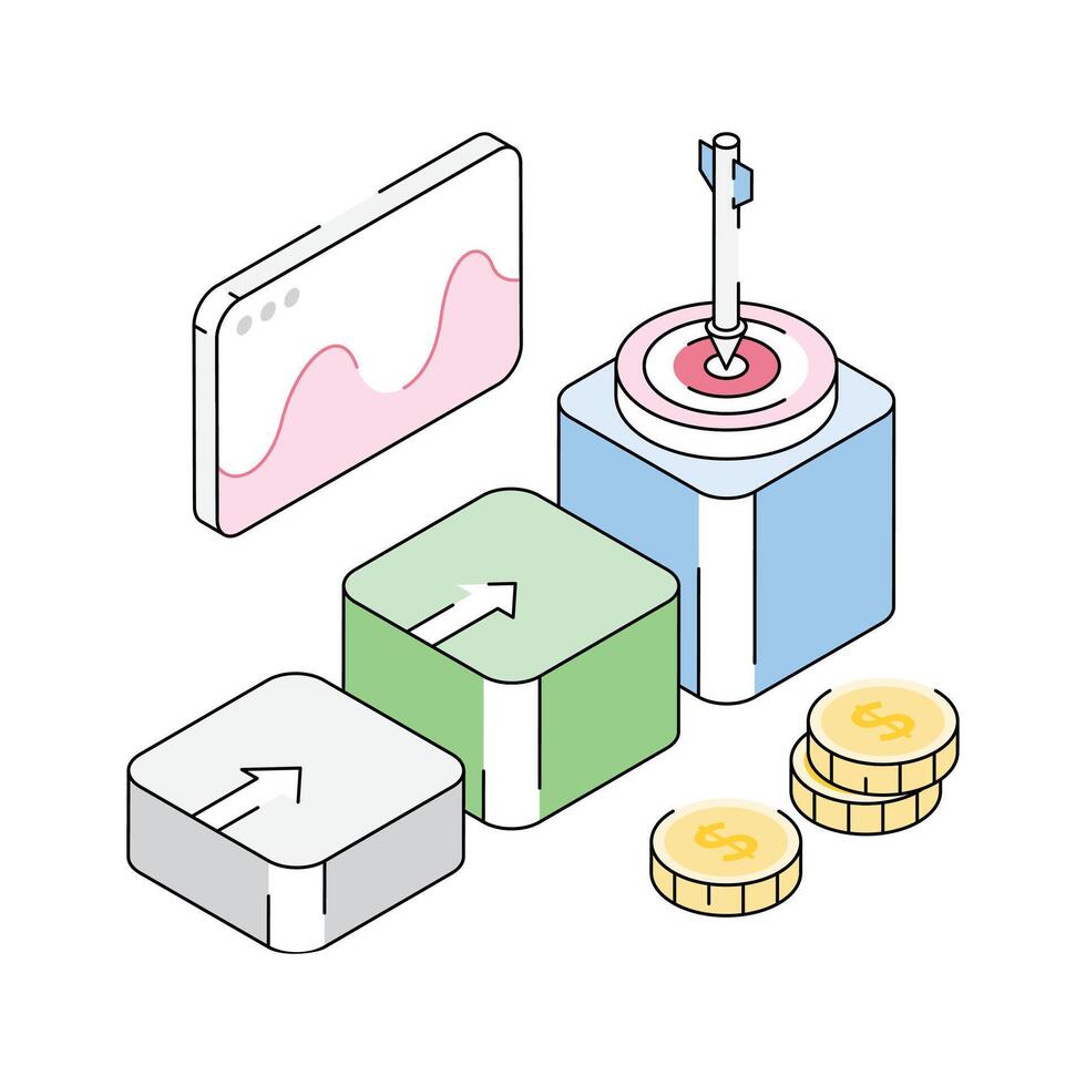Ready to use isometric icon of financial goal vector
