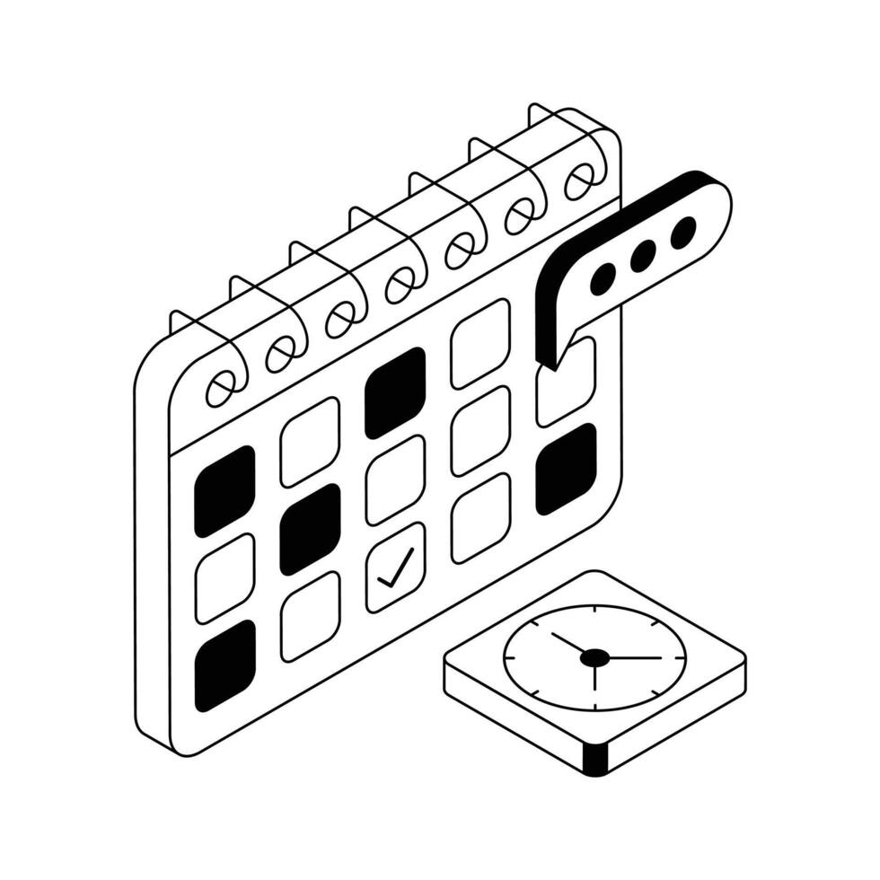 Ready to use isometric icon showing deadline. vector