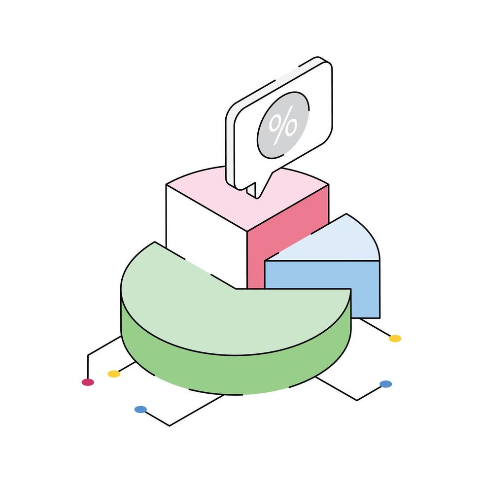 A well designed isometric icon of market shares vector