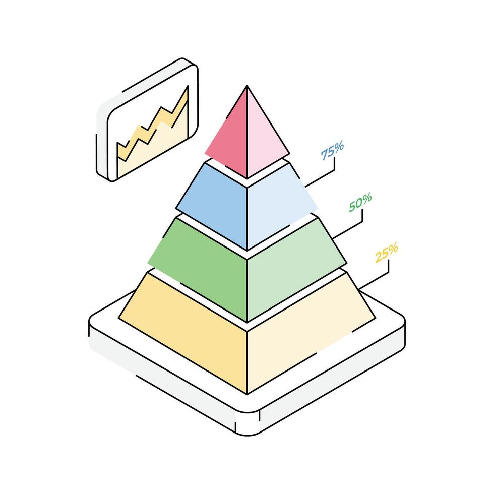 A well designed isometric icon of pyramid chart vector