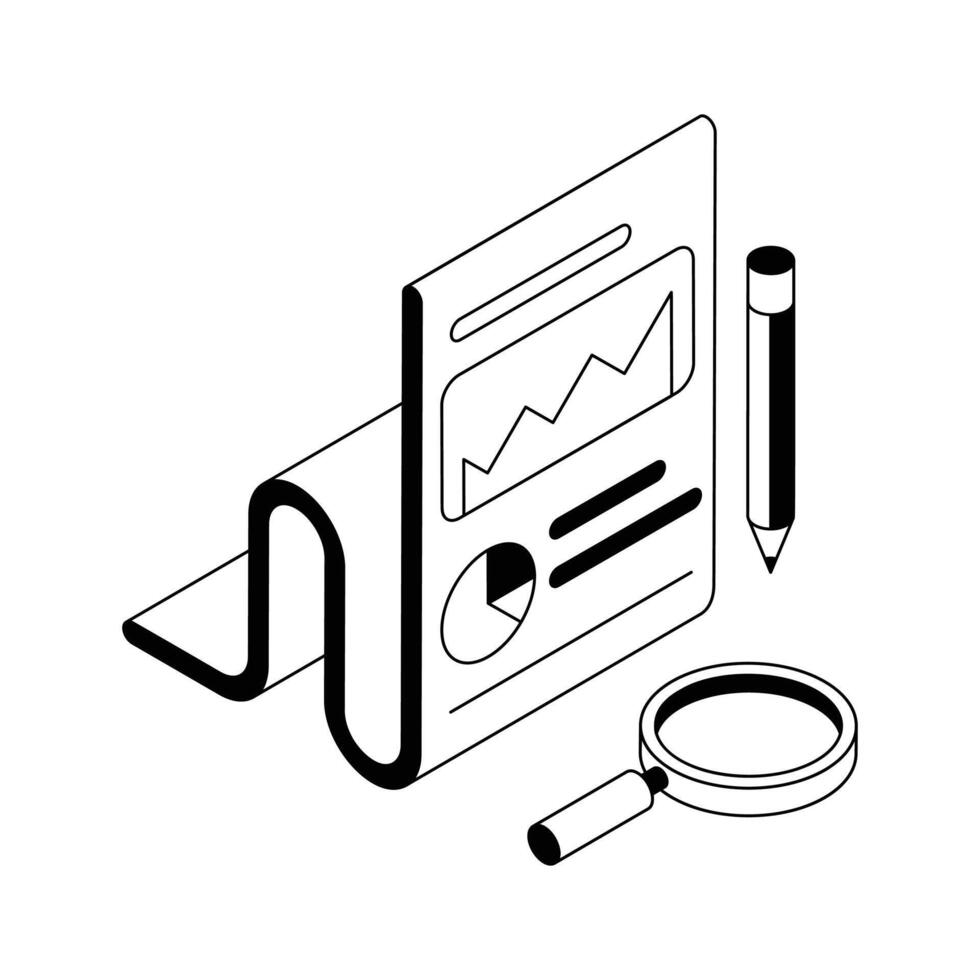 Premium isometric outline icon showing data report. vector