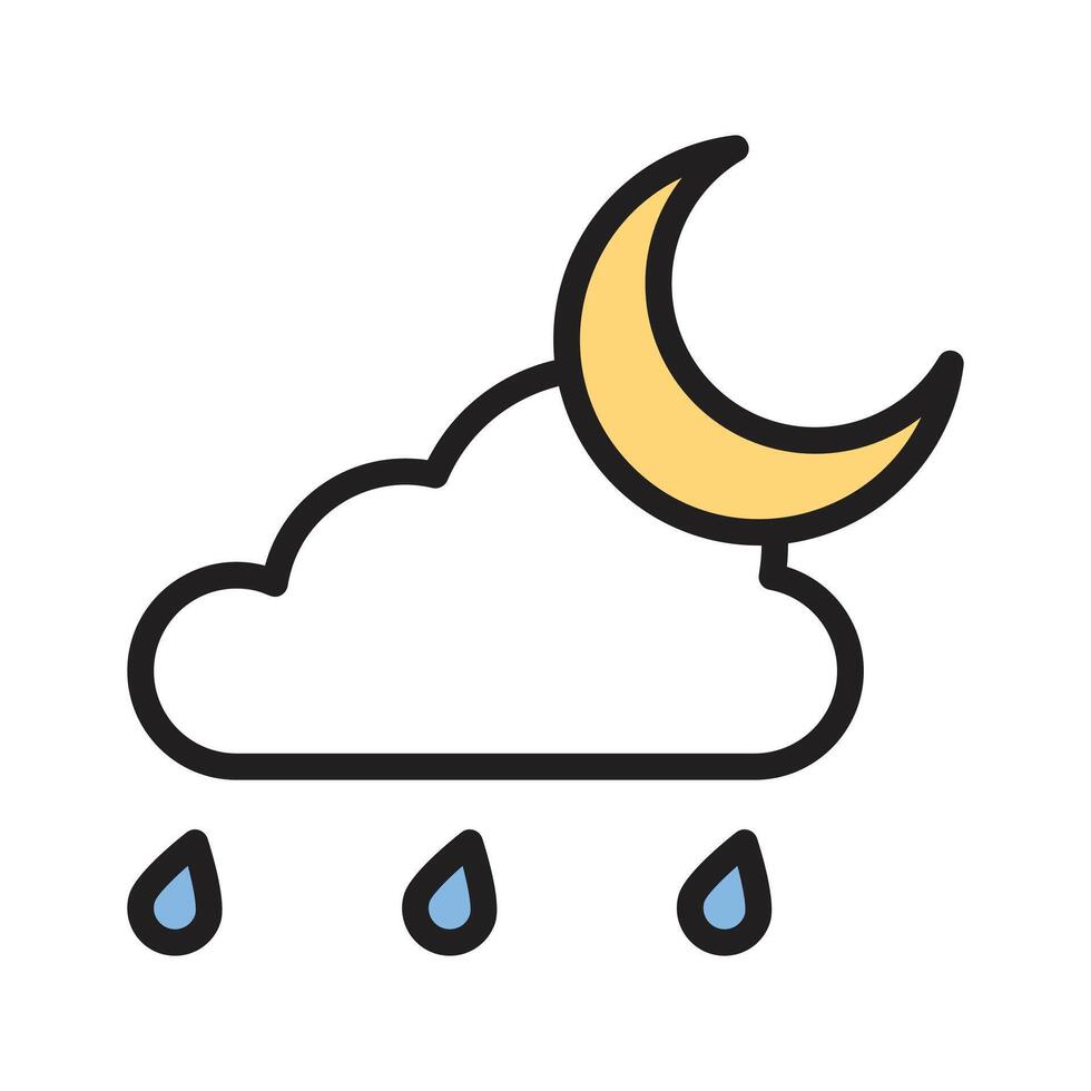 A crescent moon with rain droplets for rainy nighttime weather vector