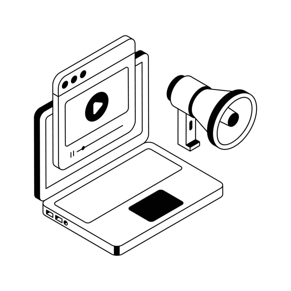 A captivating isometric style icon of marketing. vector