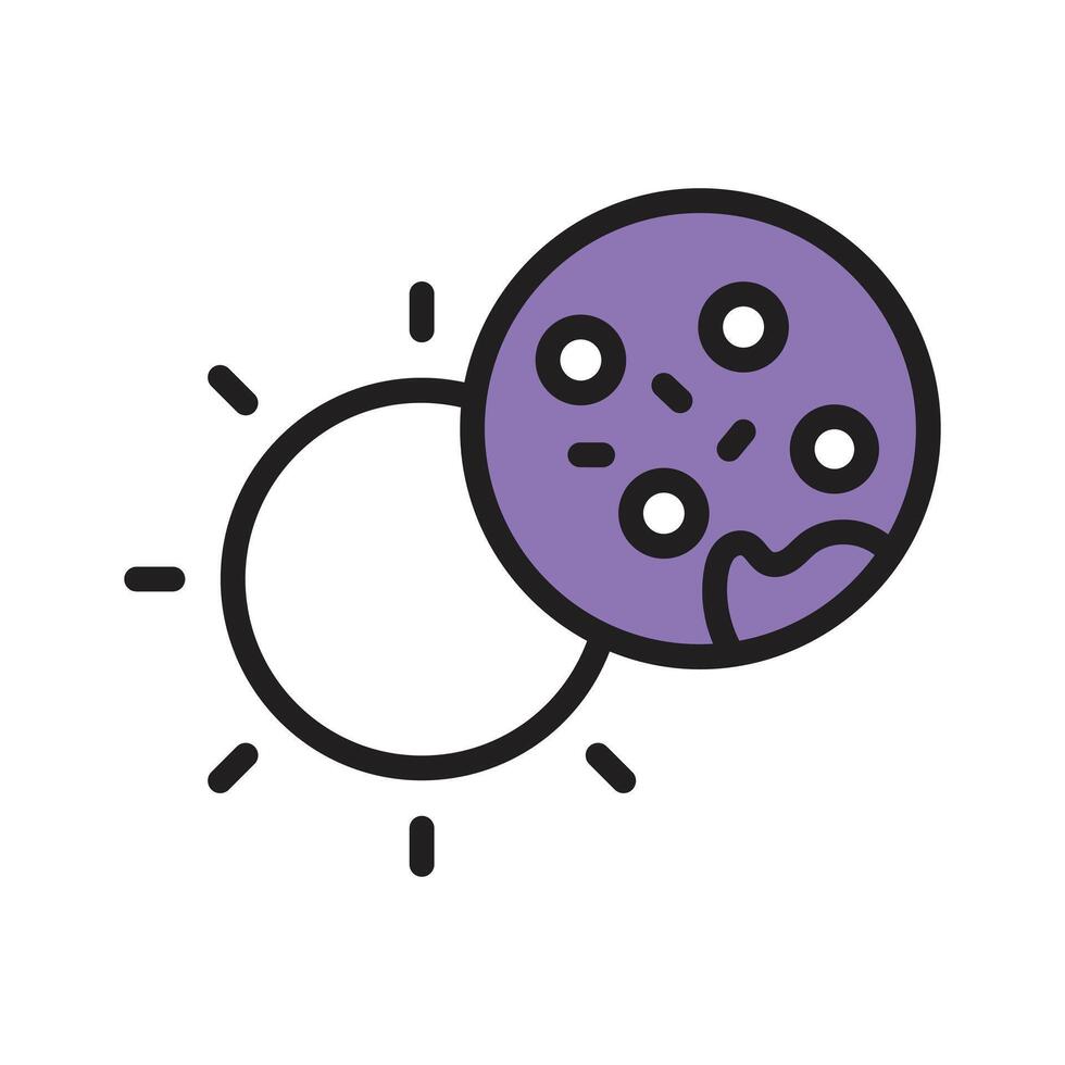 A simple, stylized icon of the sun and moon during a solar eclipse vector