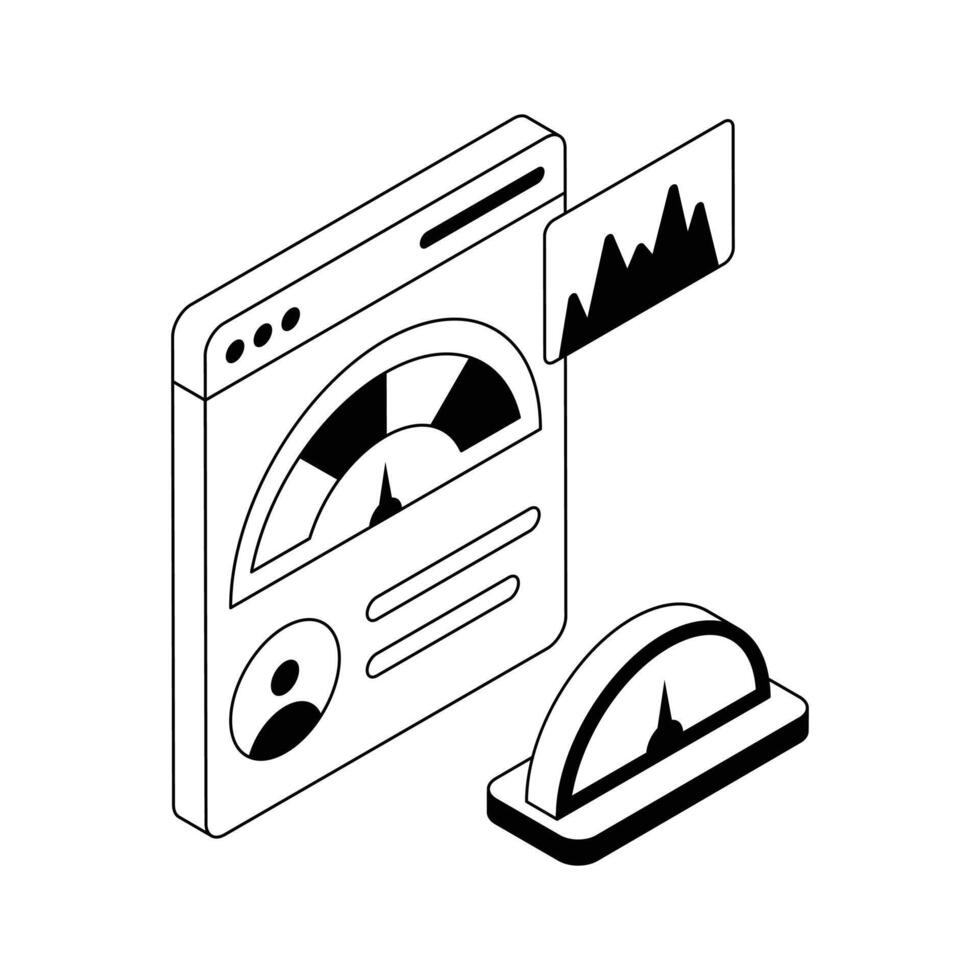 A handy isometric outline icon of business performance. vector