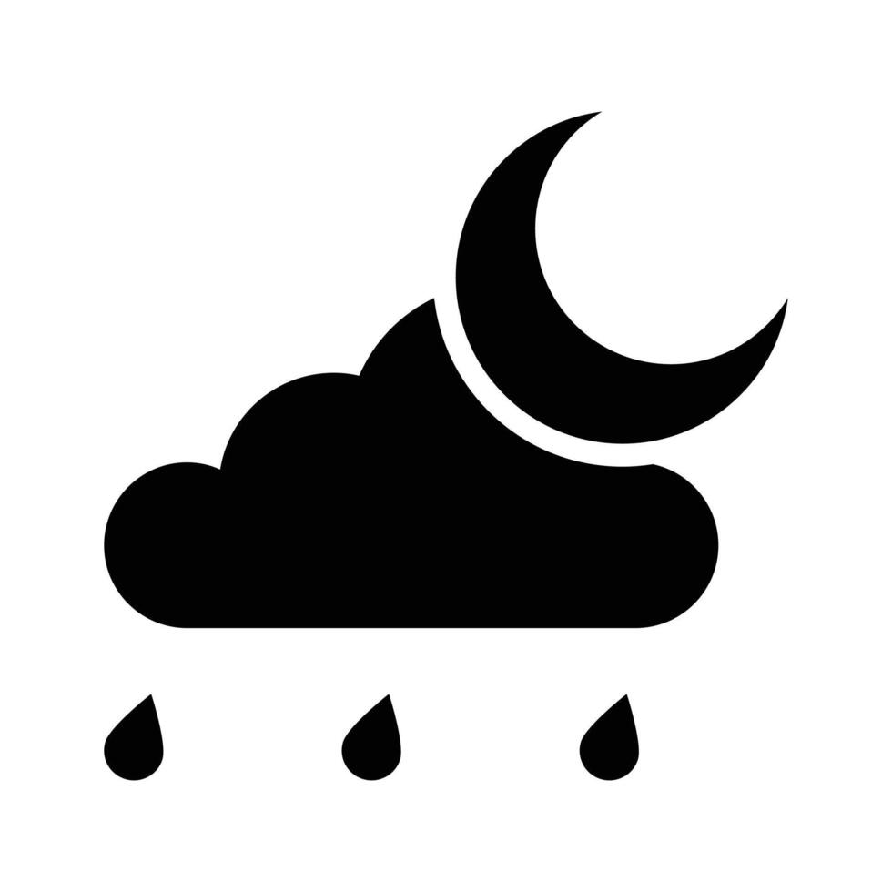 A crescent moon with rain droplets for rainy nighttime weather,.. vector